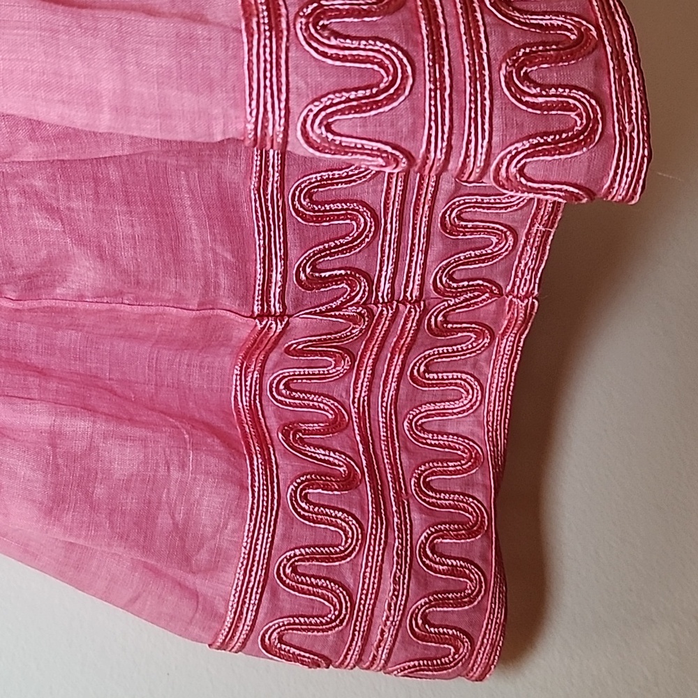 Veronica Beard Preppy Keely Tiered Ramie Mini Dress Size 10 Barbiecore - Picture 13 of 16